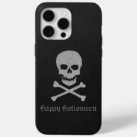 Zilveren schedel en kruisbeenderen Halloween Case-Mate iPhone Case (Achterkant)