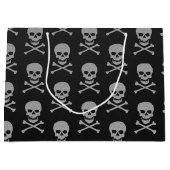 Zilveren schedel en kruisbeenderen Halloween Groot Cadeauzakje (Voorkant)
