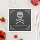 Zilveren schedel en kruisbeenderen Halloween Servet (Insitu)