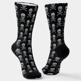 Zilveren schedel en kruisbeenderen Halloween Sokken