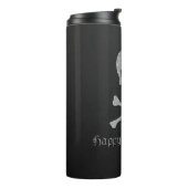 Zilveren schedel en kruisbeenderen Halloween Thermosbeker (Gedraaid links)