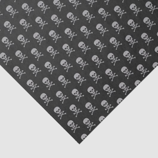 Zilveren schedel en kruisbeenderen Halloween Tissuepapier (Detail)