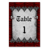 Zilveren schedels Bloed Rood Zijde Gotische Bruilo Kaart (Achterkant)