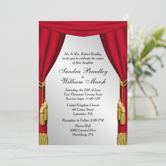 Zilveren scherm bruiloft uitnodiging (Staand voorkant)