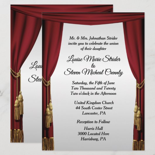 Zilveren scherm film thema trouw uitnodiging (Voorkant / Achterkant)