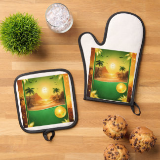 Zilveren schild gewatteerde ovenwanten ovenwant & pannenlap set