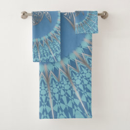 "Zilveren Schildpad Glans" | Tropische Mandala Bad Handdoek