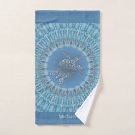 "Zilveren Schildpad Glans" | Tropische Mandala Handdoek