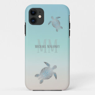 Zilveren schildpadden Initialen van uw naam Case-Mate iPhone Case