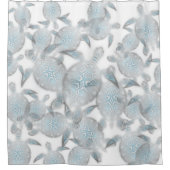 Zilveren schildpadden patroon nautische douchegordijn (Voorkant)