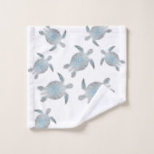 Zilveren schildpadden patroon witte kust bad handdoek (Wasdoekje)