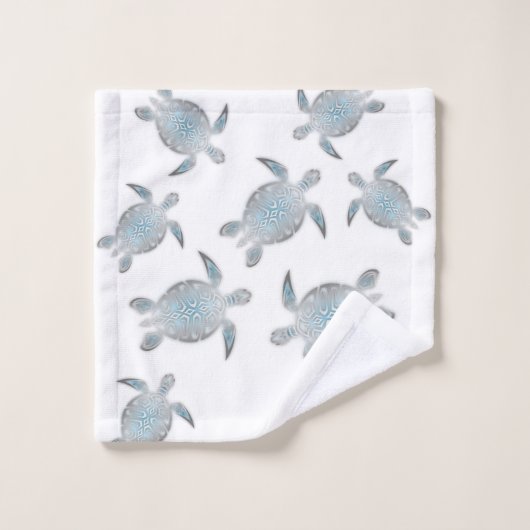 Zilveren schildpadden patroon witte kust bad handdoek (Wasdoekje)