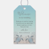 Zilveren schildpadden strand bruiloft welkomsttas cadeaulabel (Voorkant)