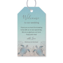 Zilveren schildpadden strand bruiloft welkomsttas