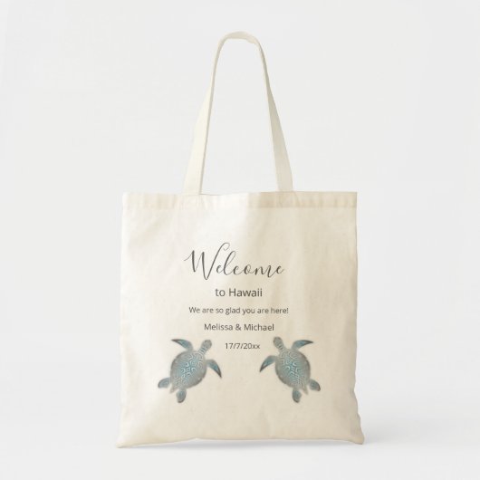 Zilveren schildpadden strand bruiloft welkomsttas tote bag (Voorkant)