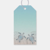 Zilveren schildpadden strand bruiloft welkomtas cadeaulabel (Achterkant)