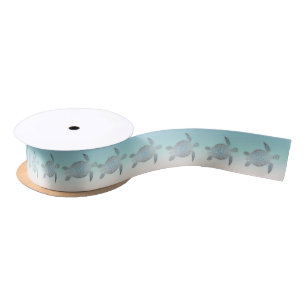 Zilveren schildpadden strand stijl turquoise satijnen lint