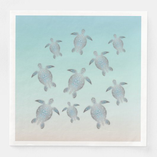 Zilveren schildpadden strandstijl servet (Voorkant)