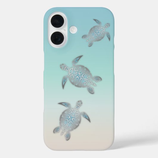 Zilveren Schildpadden Strandstijl Turquoise Kust Case-Mate iPhone Case (Achterkant)