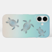 Zilveren Schildpadden Strandstijl Turquoise Kust Case-Mate iPhone Case (Achterkant (horizontaal))