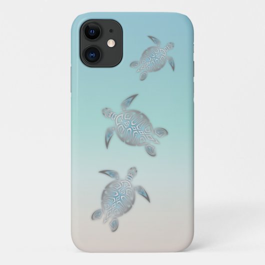 Zilveren Schildpadden Strandstijl Turquoise Kust Case-Mate iPhone Case (Achterkant)