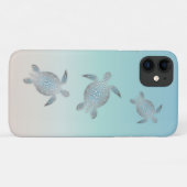 Zilveren Schildpadden Strandstijl Turquoise Kust Case-Mate iPhone Case (Achterkant (horizontaal))