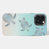 Zilveren schildpadden Turquoise Kust Maritiem iPhone Hoesje (Achterkant horizontaal)