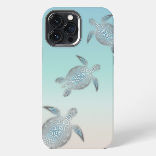 Zilveren schildpadden Turquoise Kust Maritiem iPhone Hoesje (Achterkant)