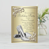 Zilveren Schoen Ivoor Goud Verjaardagsfeest Kaart (Staand voorkant)
