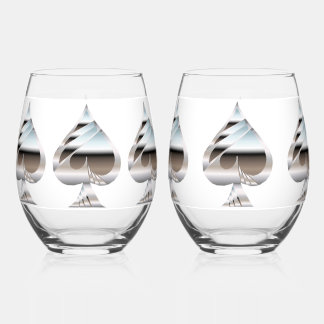Zilveren schoppen Wijnglas Set Zonder Voet