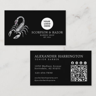 Zilveren Schorpioen Professionele Kapper Winkel Qr Visitekaartje