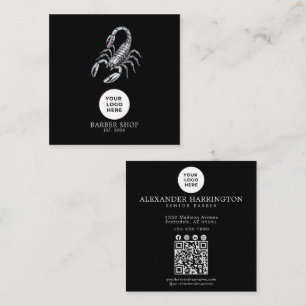 Zilveren Schorpioen Qr Code voor Kapper Vierkante Visitekaartje