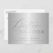 Zilveren script beter samen bruiloft save date aankondigingskaart (Voorkant / Achterkant)