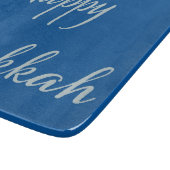 Zilveren Script Gelukkig Chanukka Tekhelet Blauw Snijplank (Hoek)
