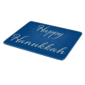Zilveren Script Gelukkig Chanukka Tekhelet Blauw Snijplank (Hoek)