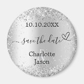 Zilveren script hart boho bruiloft Save the Date Magneet (Voorkant)