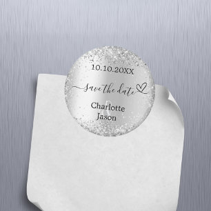 Zilveren script hart boho bruiloft Save the Date Magneet