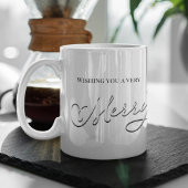 Zilveren Script Prettig Kerstmis Eigen Naam Mok