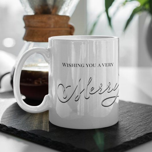 Zilveren Script Prettig Kerstmis Eigen Naam Mok
