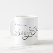 Zilveren Script Vrolijk Kerstfeest Custom Koffiemok (Voorkant links)