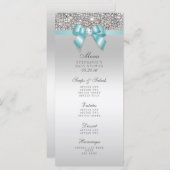 Zilveren Sequin Blauwgroen Bow Baby shower Menu (Voorkant / Achterkant)