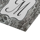 Zilveren Sequin Dazzle Monogram Glassnijplank Snijplank (Hoek)