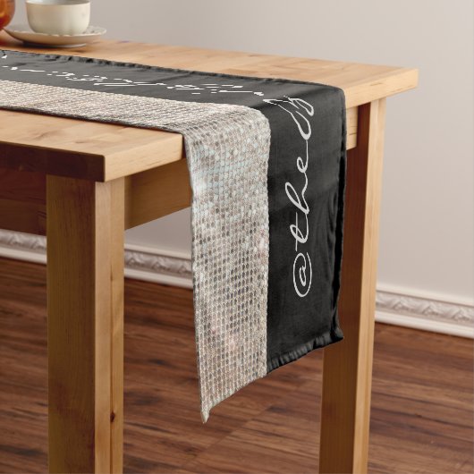 Zilveren Sequin Korte Tafelloper (Voorbeeld)