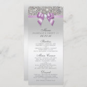 Zilveren Sequin Lila Bow Sweet 16 Menu (Voorkant / Achterkant)