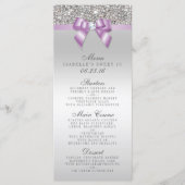Zilveren Sequin Lila Bow Sweet 16 Menu (Voorkant)