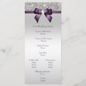 Zilveren Sequin Paarse Boog Trouwprogramma Programmakaart (Achterkant)