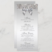 Zilveren Sequins Bow Wedding Menu (Voorkant / Achterkant)
