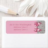 Zilveren Sequins Roze Bow en Diamond Etiket (Insitu)