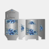 Zilveren sereniteit: Blauw Bloemen Bliss Bedankdoosjes (Uitgevouwen)