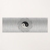 Zilveren Shimmery Leaf Krans Yin Yang Yoga Mat (Voorkant (horizontaal))